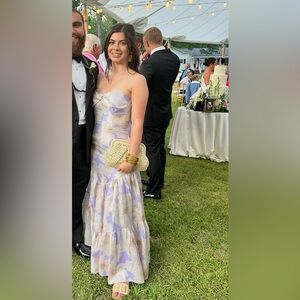 Hutch Strapless Dress in Lavender and Cream